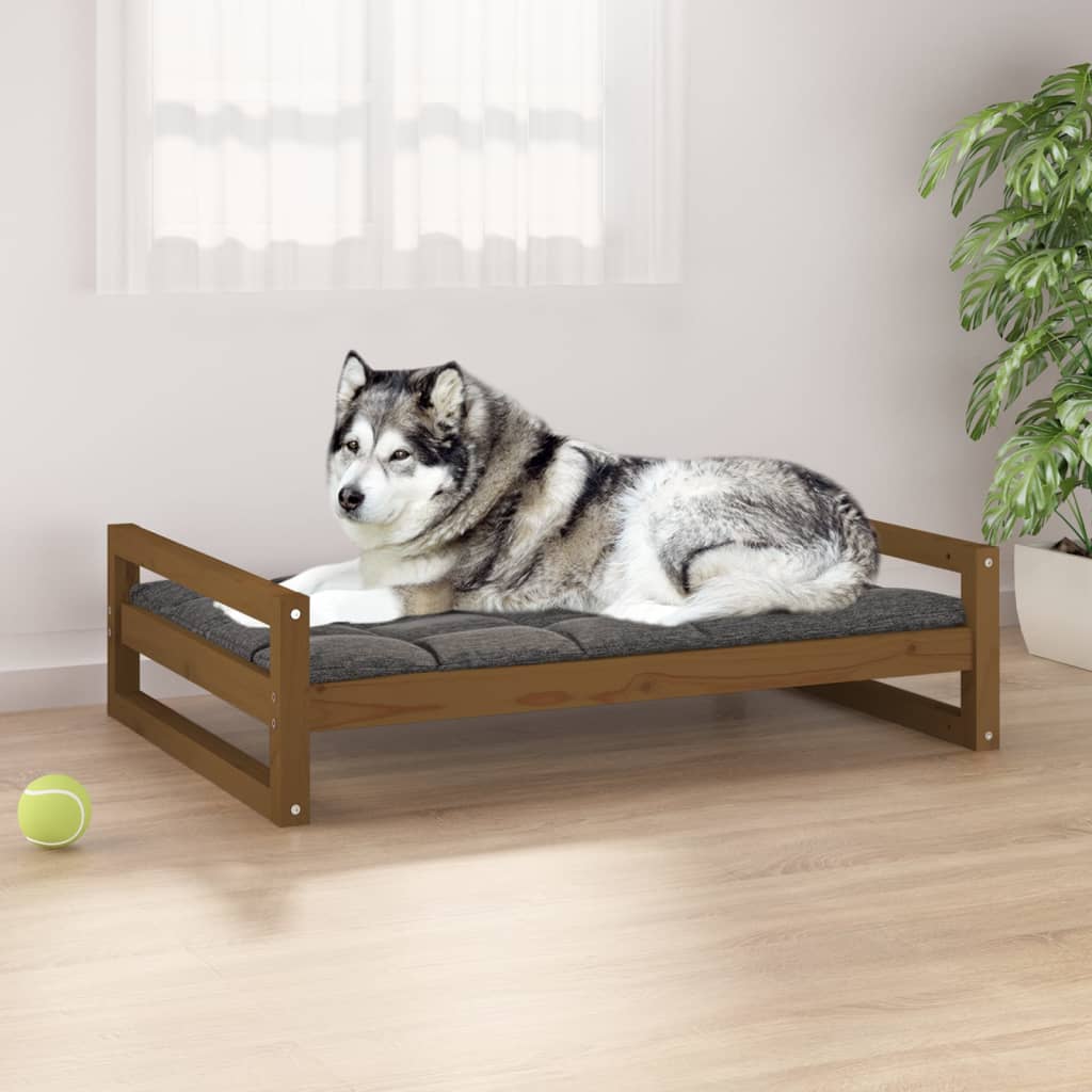 Dog bed honey brown 105.5x75.5x28 cm solid pine wood