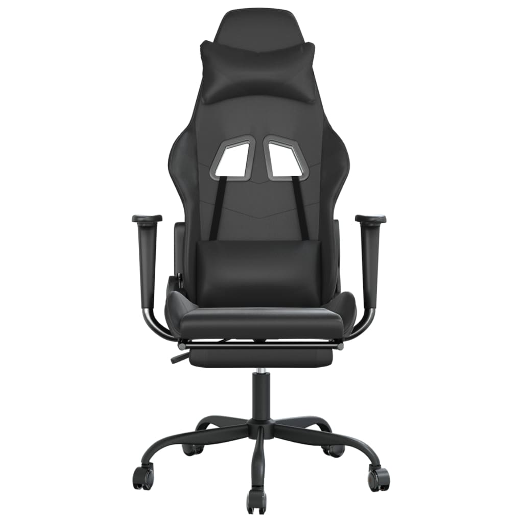 Gaming-Stuhl mit Massage & Fußstütze Schwarz Kunstleder