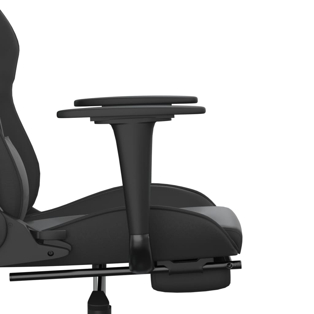 Gaming-Stuhl mit Massage & Fußstütze Schwarz Kunstleder