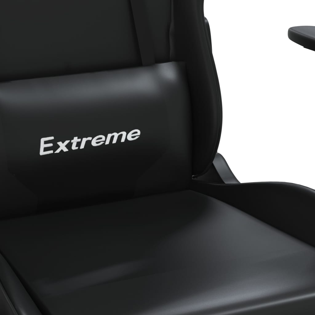 Gaming chair with massage &amp; footrest black faux leather