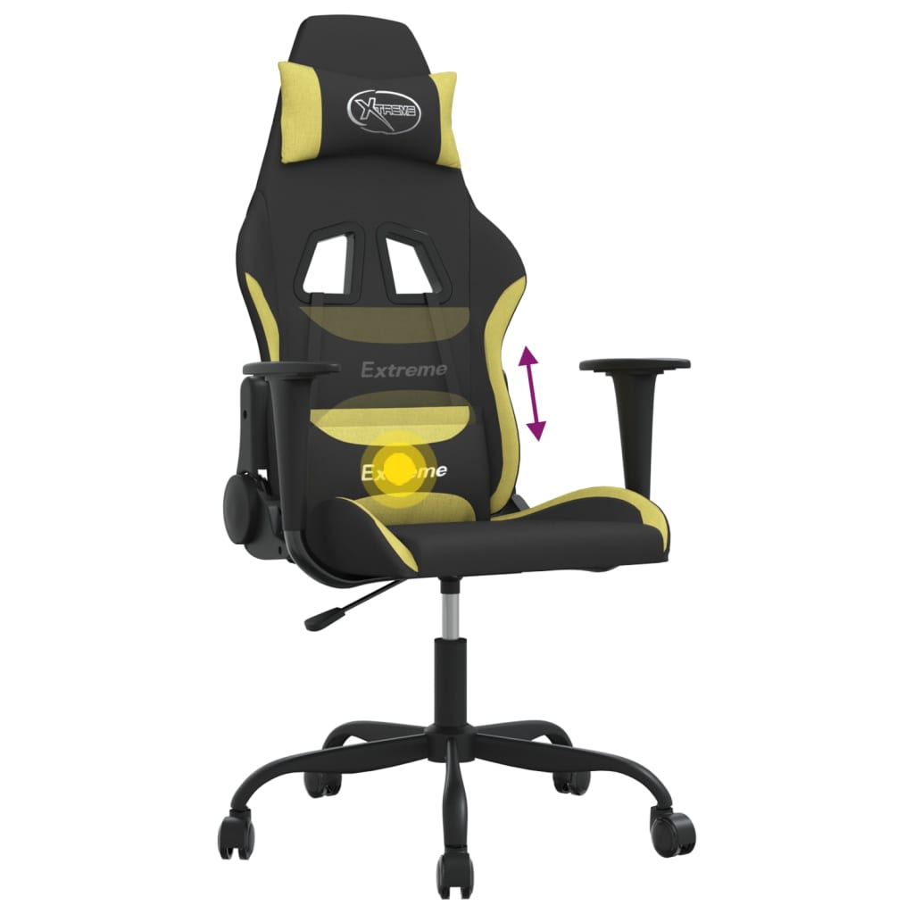 Gaming-Stuhl mit Massagefunktion Schwarz und Hellgrün Stoff