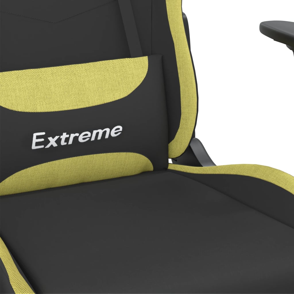 Gaming-Stuhl mit Massage & Fußstütze Schwarz und Hellgrün Stoff