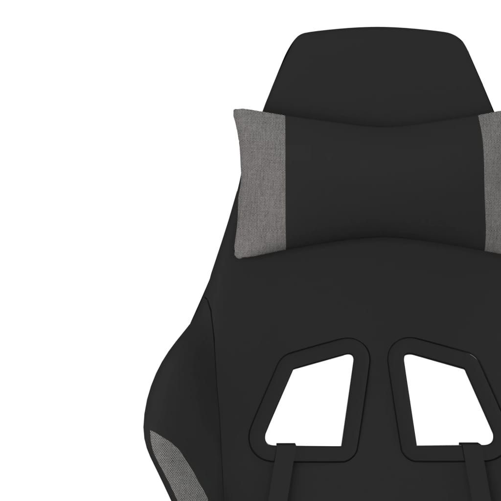 Gaming-Stuhl mit Massage & Fußstütze Schwarz und Hellgrau Stoff