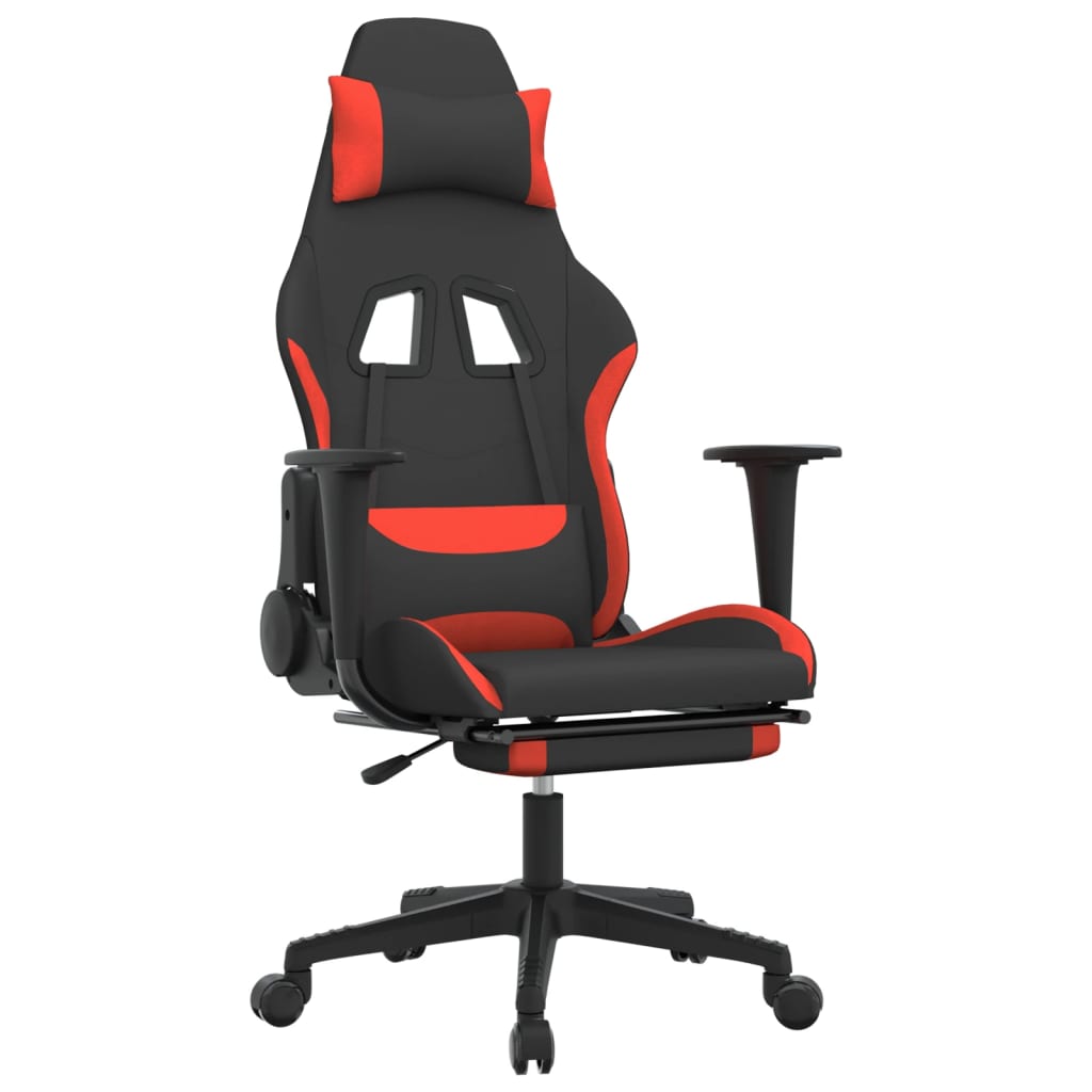 Gaming-Stuhl mit Massage & Fußstütze Schwarz und Rot Stoff