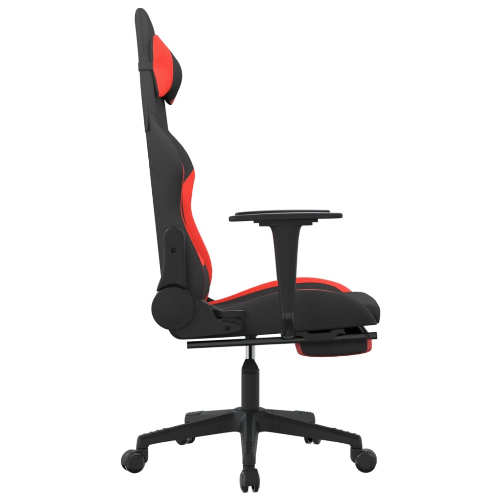 Gaming-Stuhl mit Massage & Fußstütze Schwarz und Rot Stoff