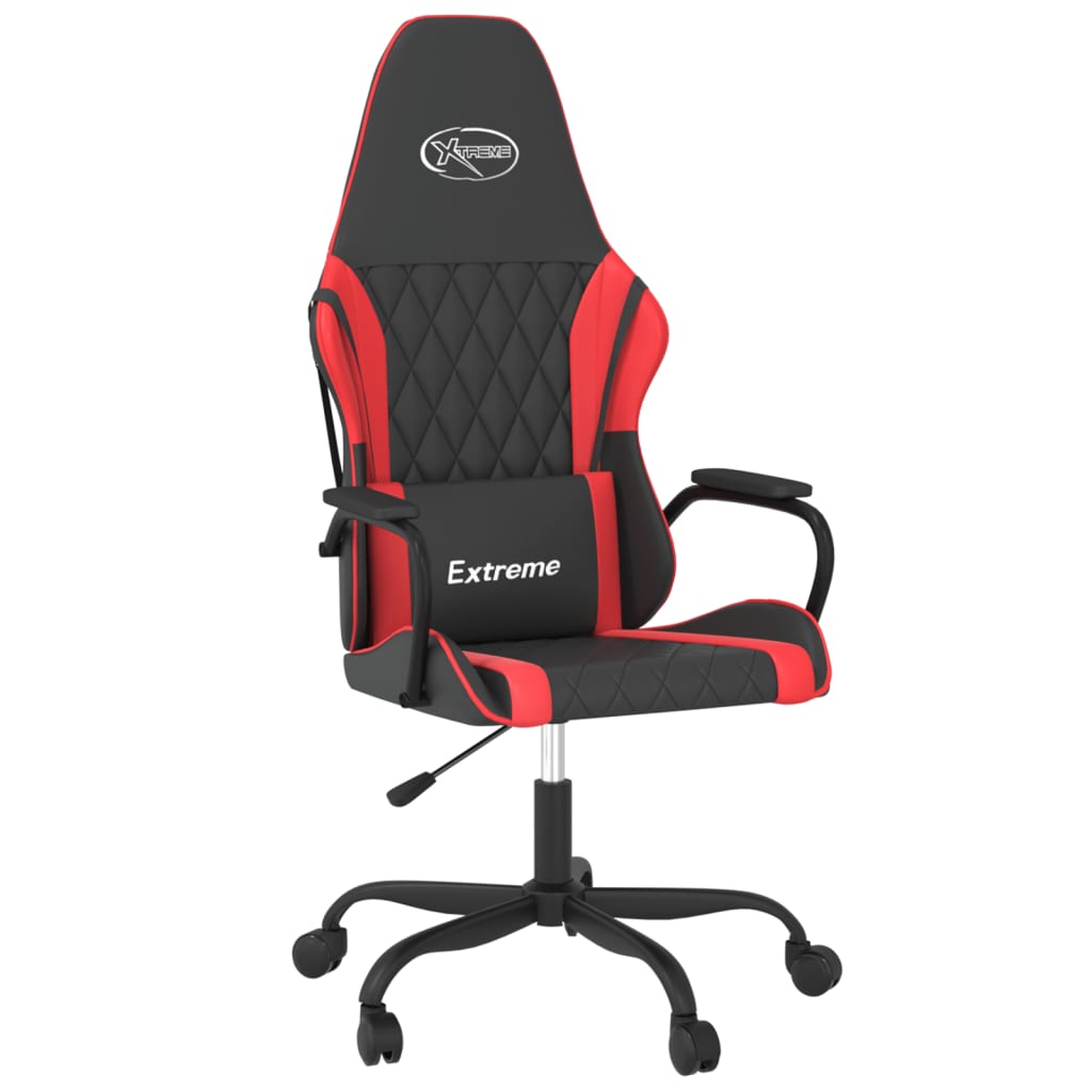 Gaming chair with massage function black and red faux leather