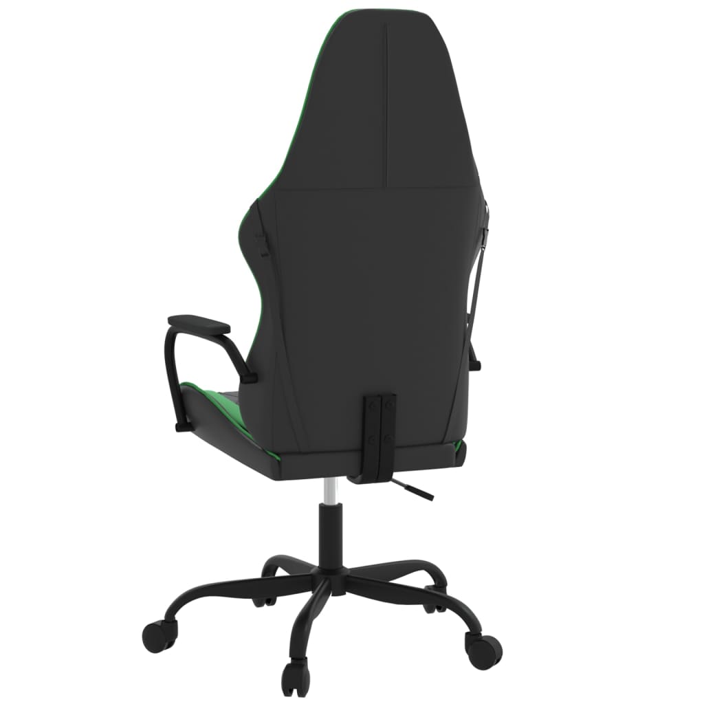 Gaming chair with massage function black and green faux leather