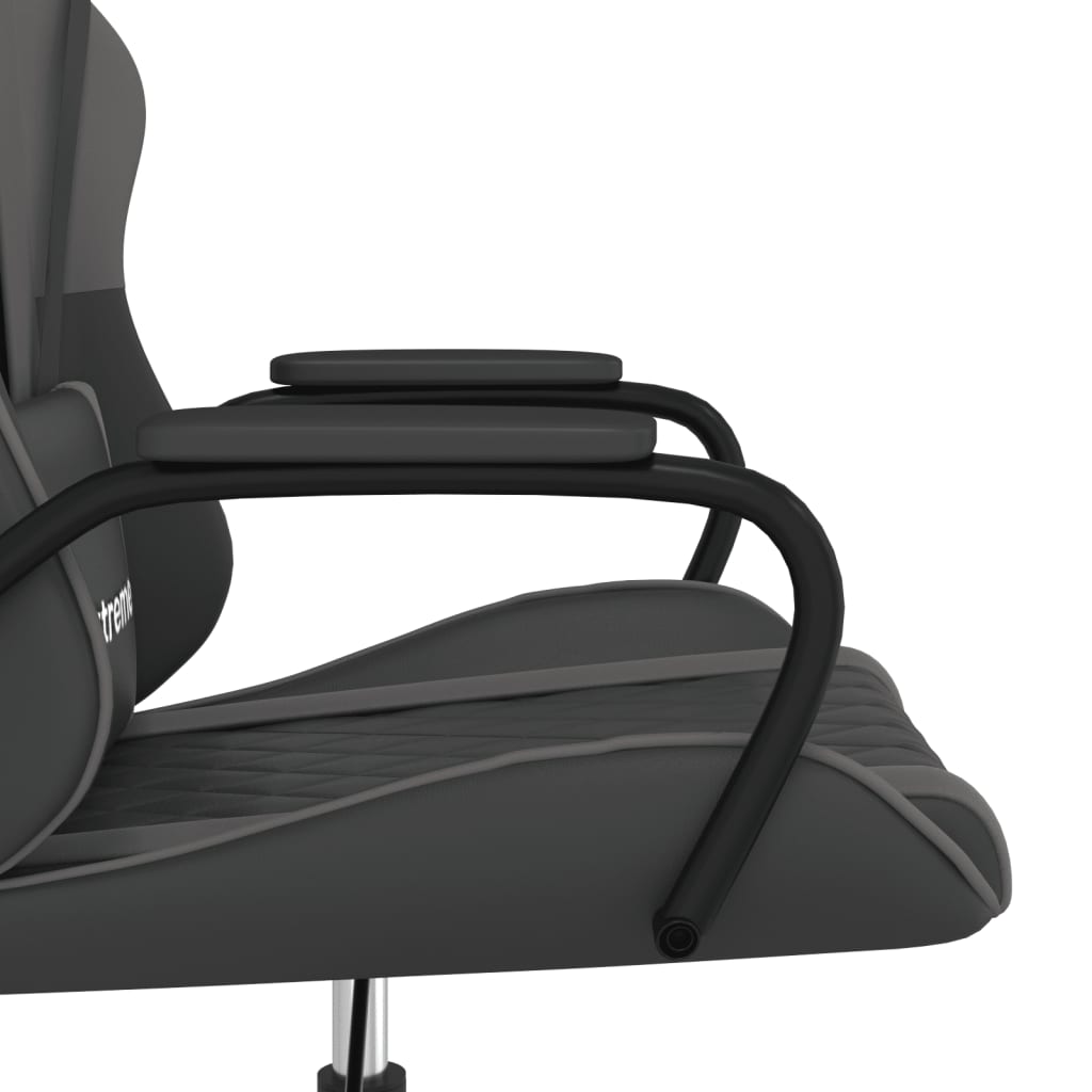 Gaming chair with massage function black and gray faux leather