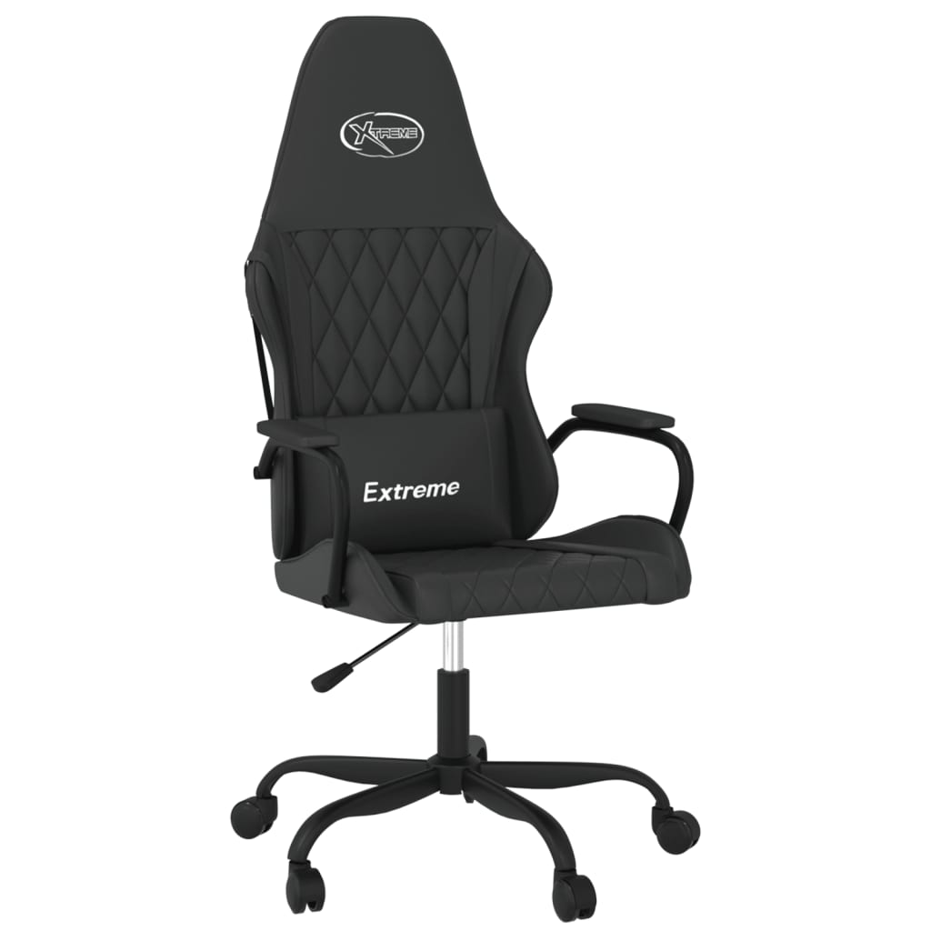 Gaming chair with massage function black faux leather