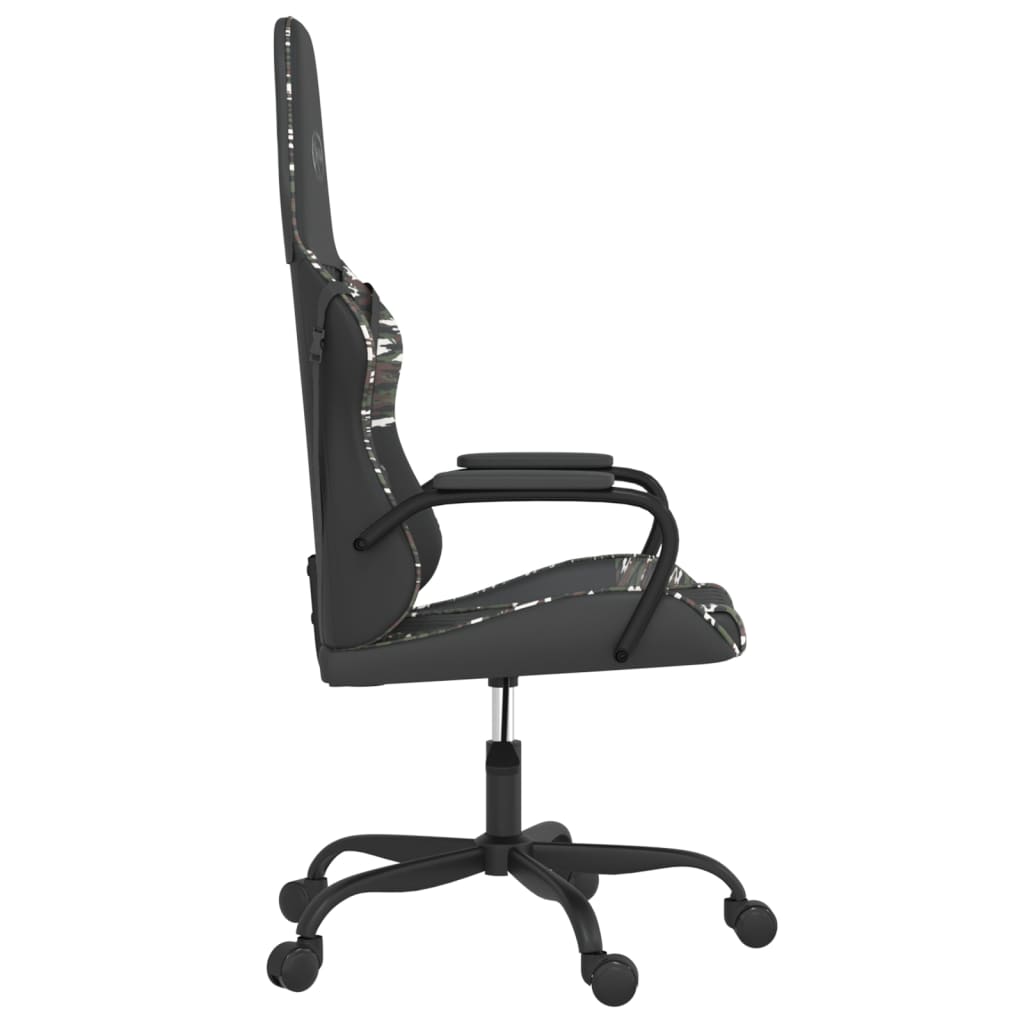 Gaming chair with massage function black camouflage faux leather