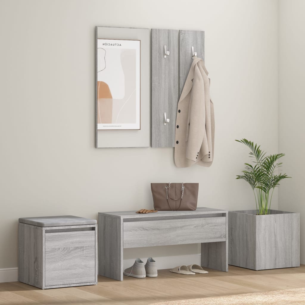 Hallway furniture set gray Sonoma wood material