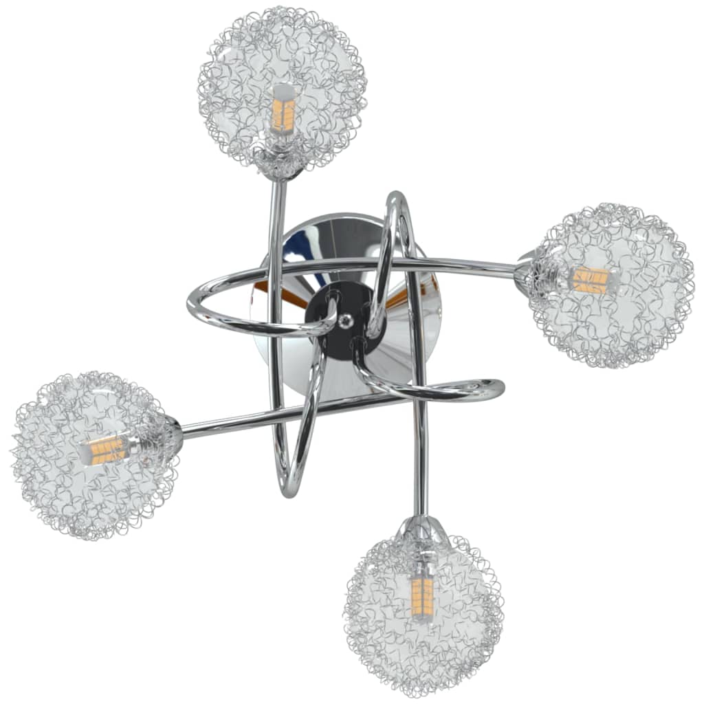 Ceiling light with wire mesh shades for 4 G9 LED lights