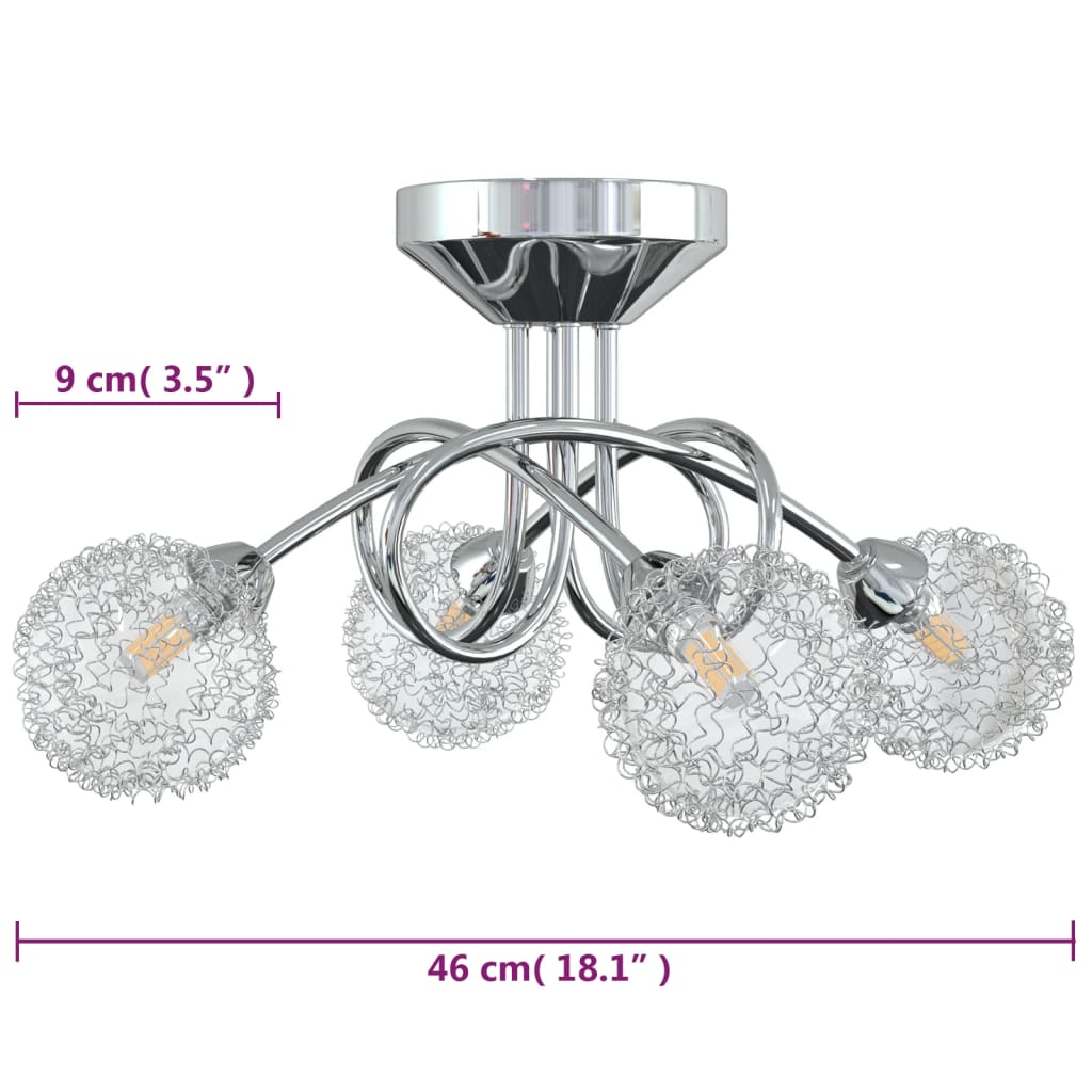 Ceiling light with wire mesh shades for 4 G9 LED lights