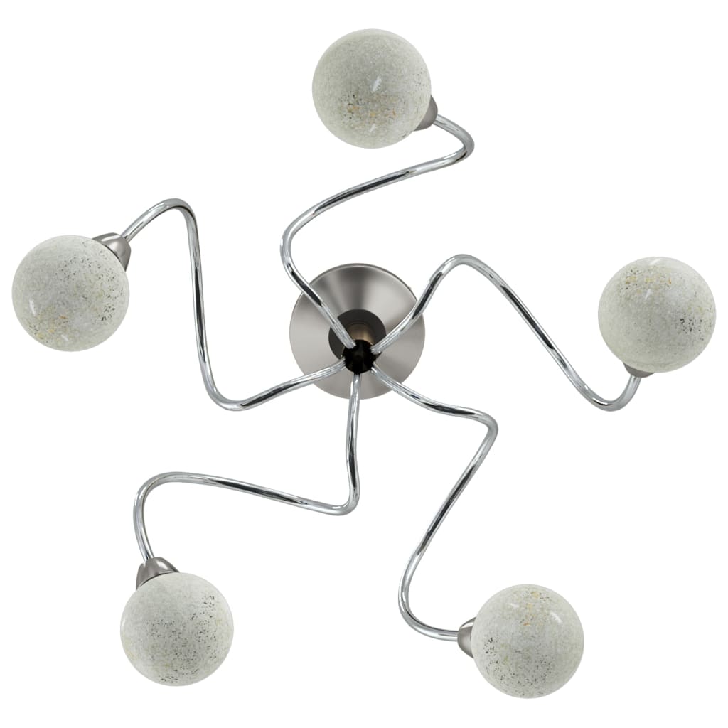 Ceiling light with round glass shades for 5 G9 LED bulbs