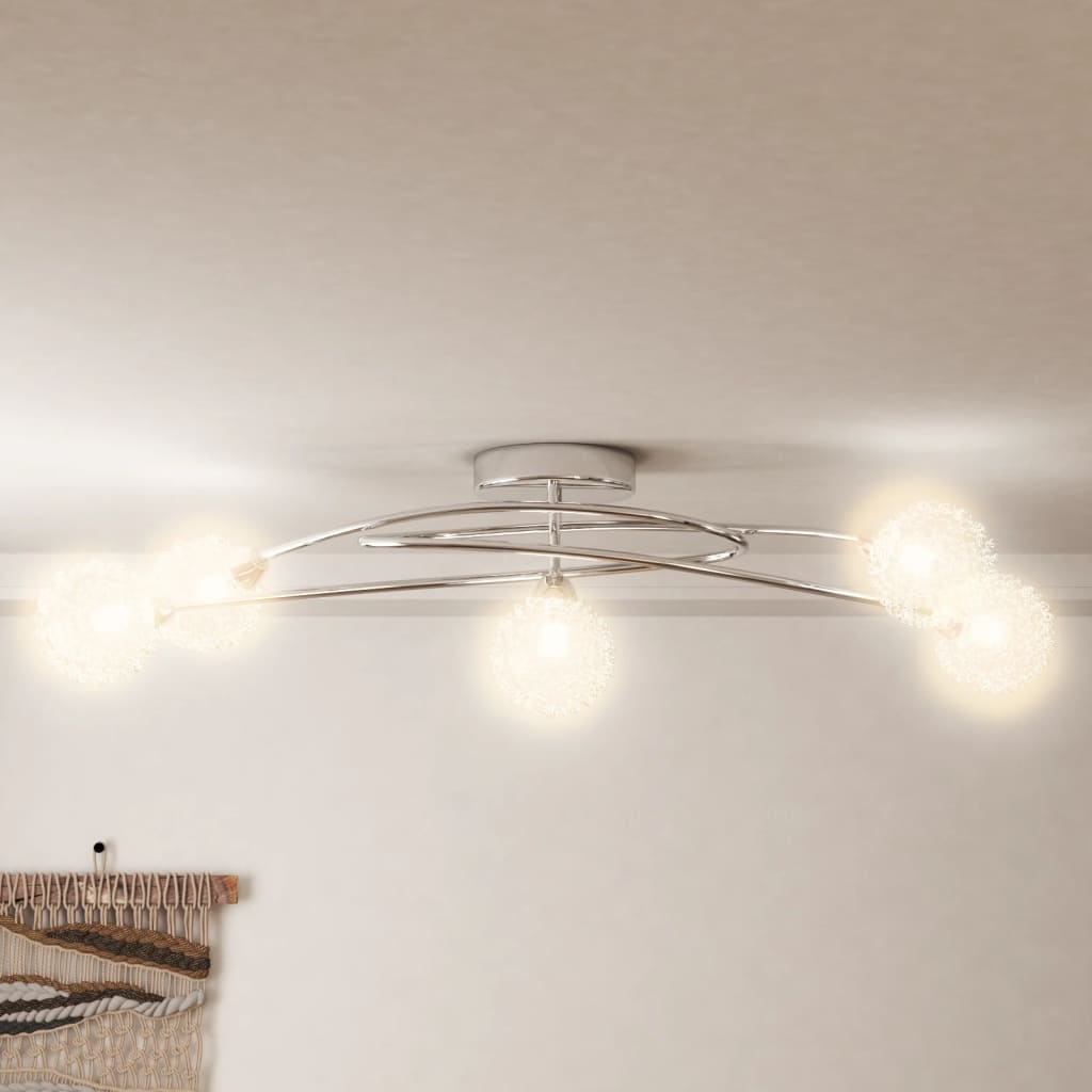 Ceiling light with wire mesh shades for 5 G9 LED lights