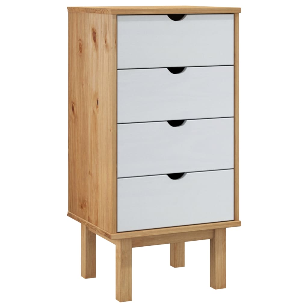 Schubladenschrank OTTA Braun&Weiß 46x39,5x90 cm Massivholz