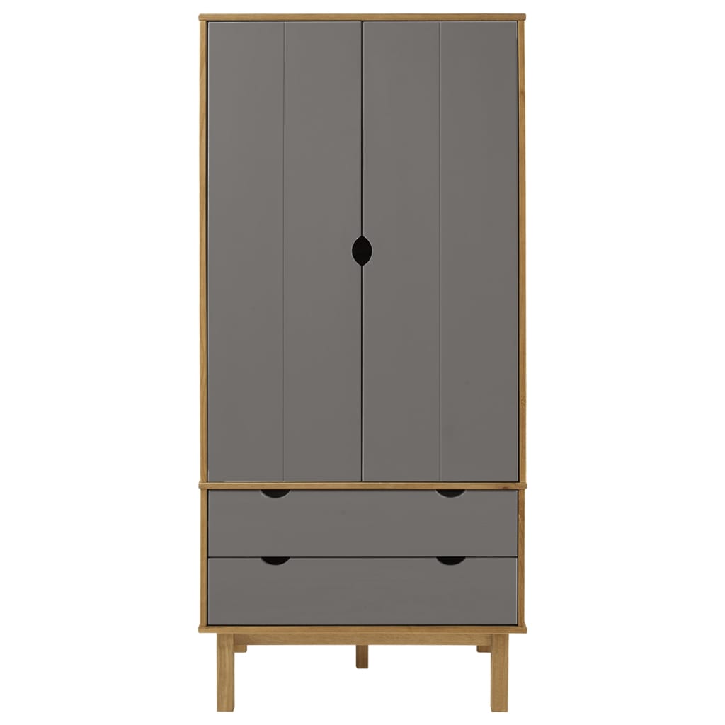 Wardrobe OTTA brown &amp; gray 76.5x53x172 cm solid pine wood