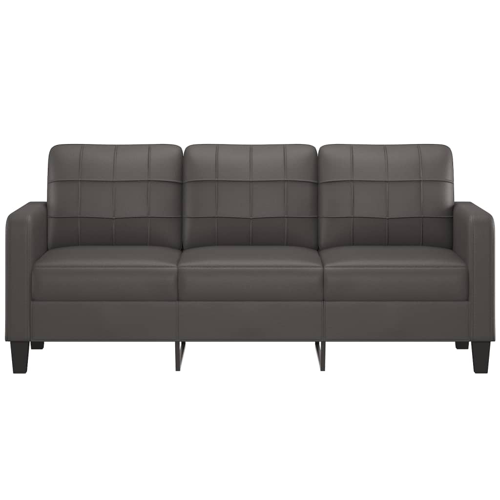 3-Sitzer-Sofa Grau 180 cm Kunstleder