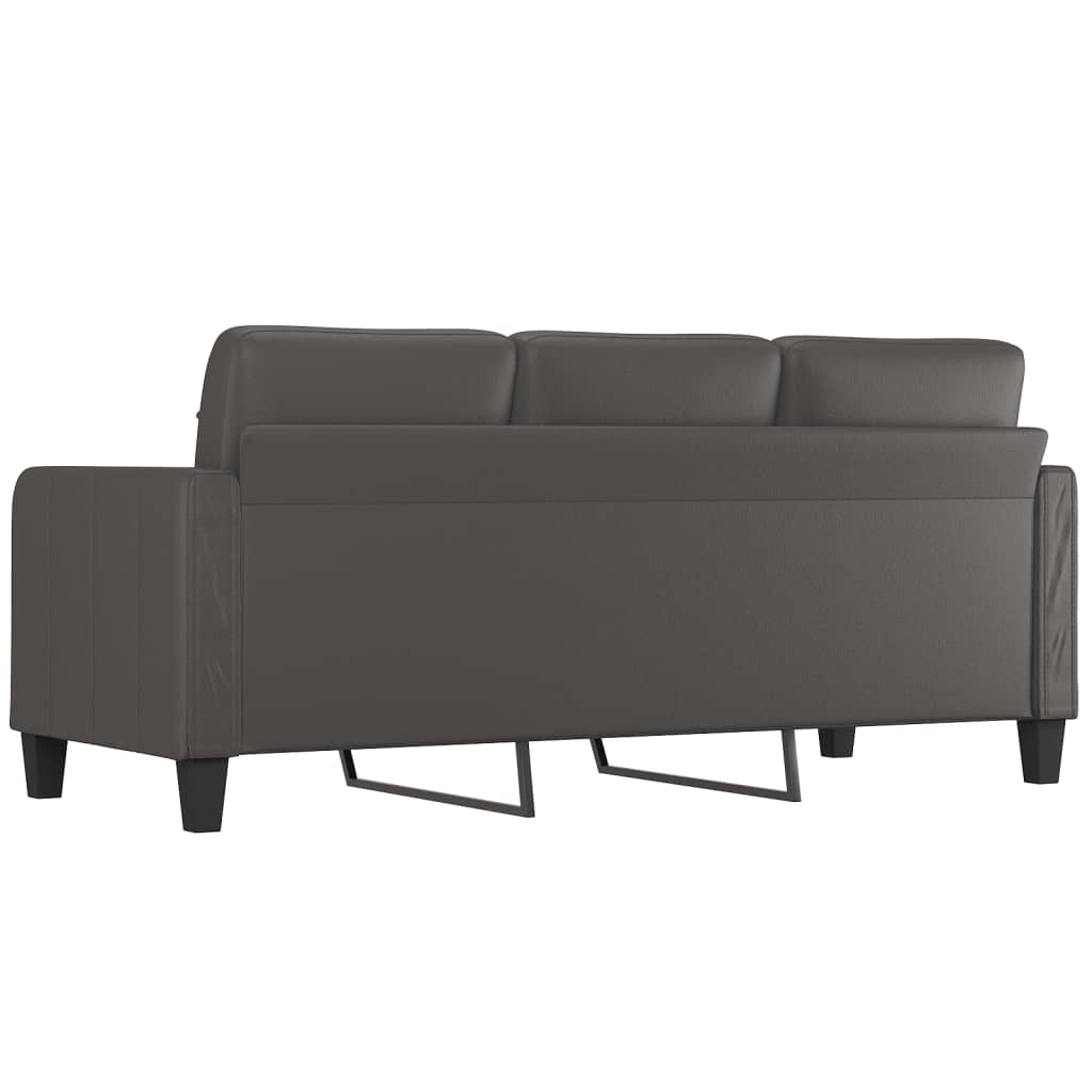 3-seater sofa gray 180 cm faux leather