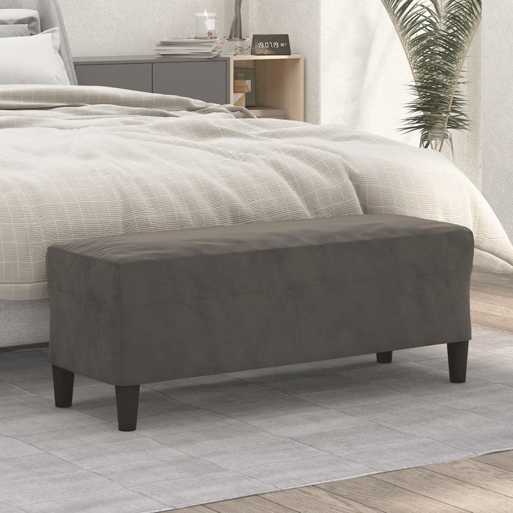 Bench dark gray 100x35x41 cm velvet