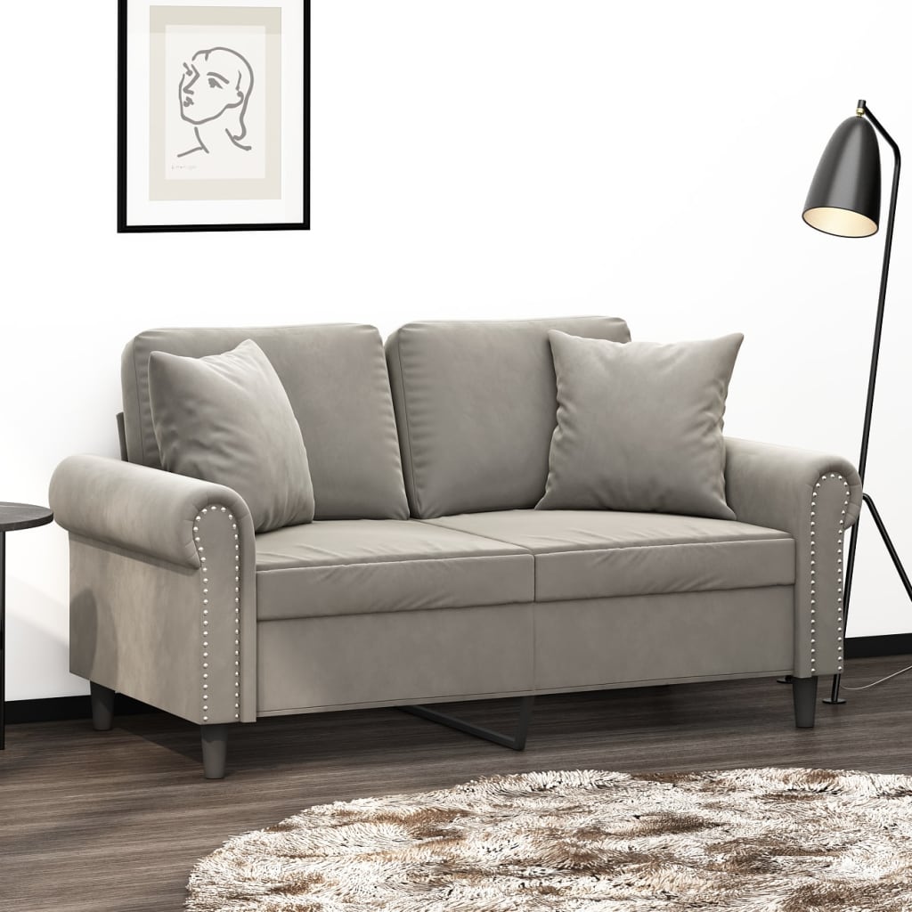 Sofa cushions 2 pcs. Light gray 40x40 cm velvet
