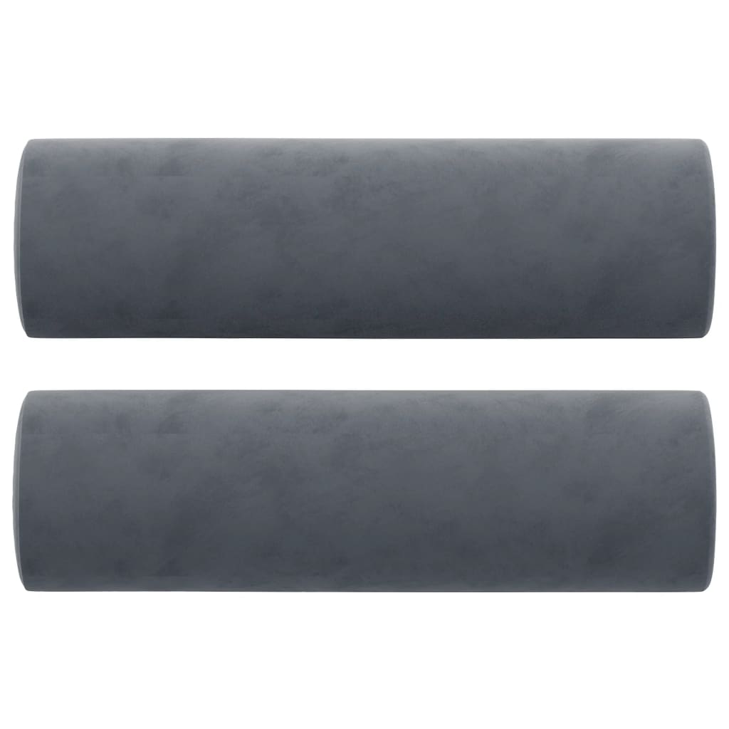 Decorative cushions 2 pieces dark gray Ø15x50 cm velvet