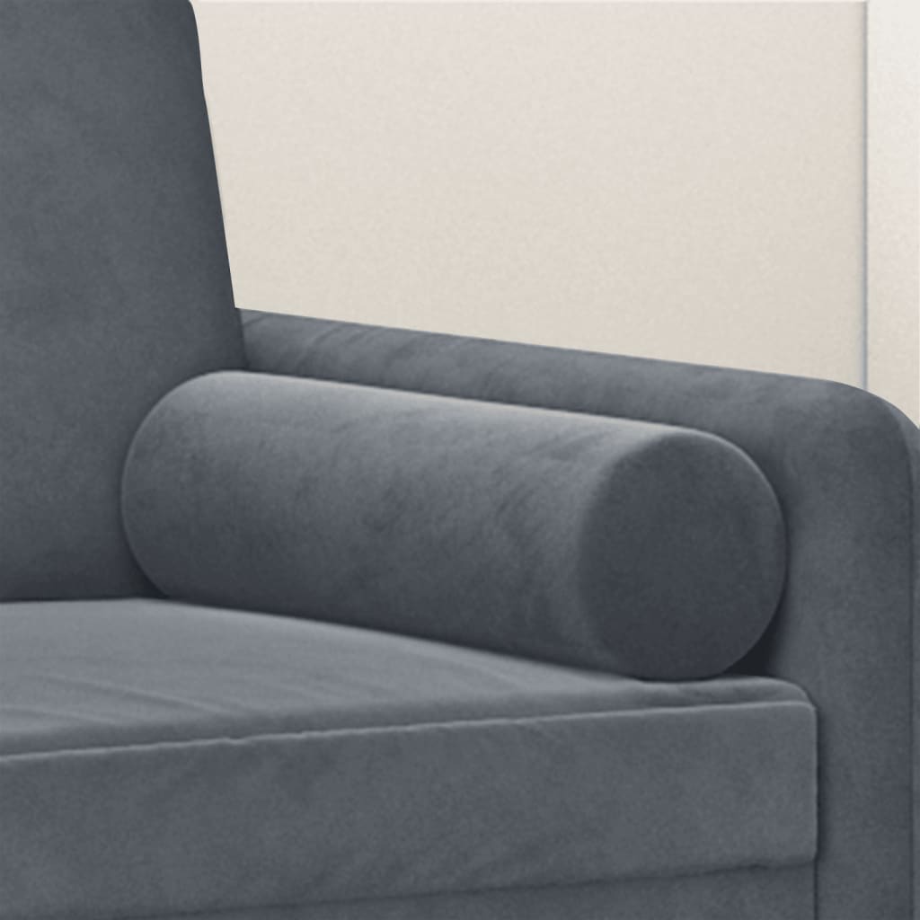 Decorative cushions 2 pieces dark gray Ø15x50 cm velvet
