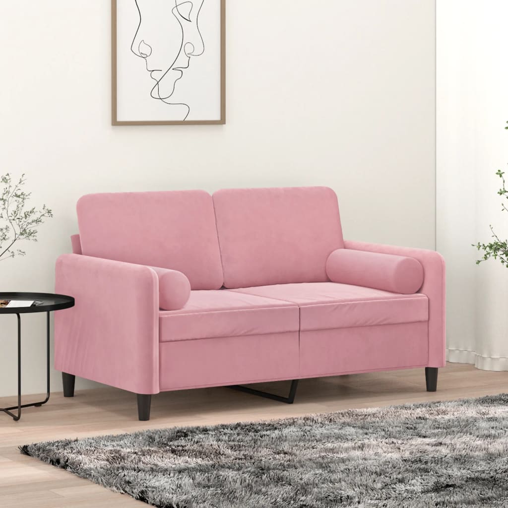 Decorative cushions 2 pieces pink Ø15x50 cm velvet