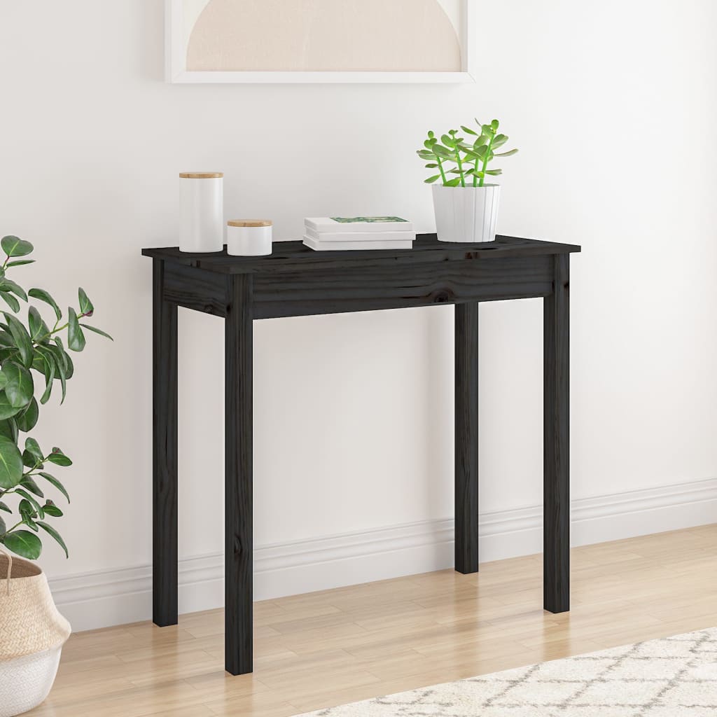 Console table black 80x40x75 cm solid pine wood