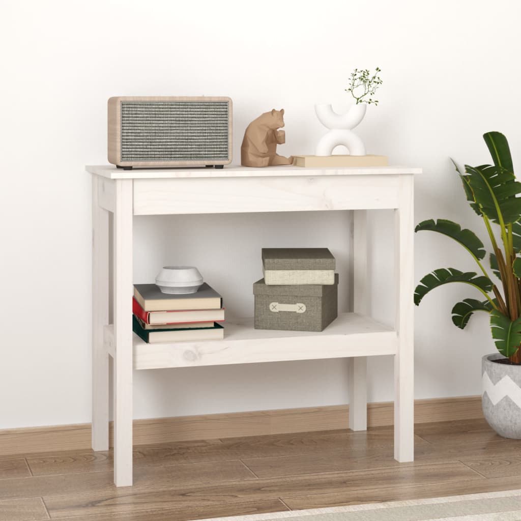 Console table white 80x40x75 cm solid pine wood