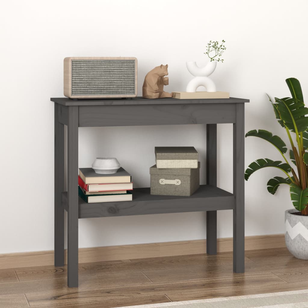 Console table gray 80x40x75 cm solid pine wood