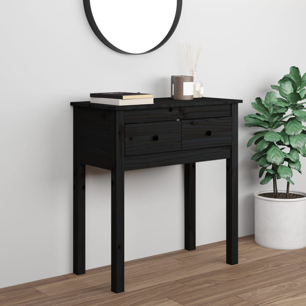 Console table black 70x35x75 cm solid pine wood