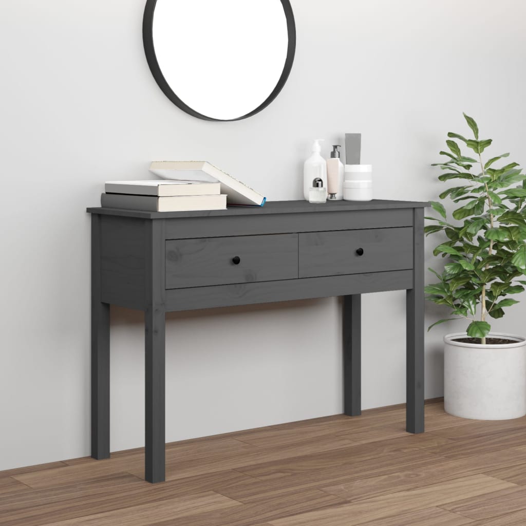 Console table gray 100x35x75 cm solid pine wood