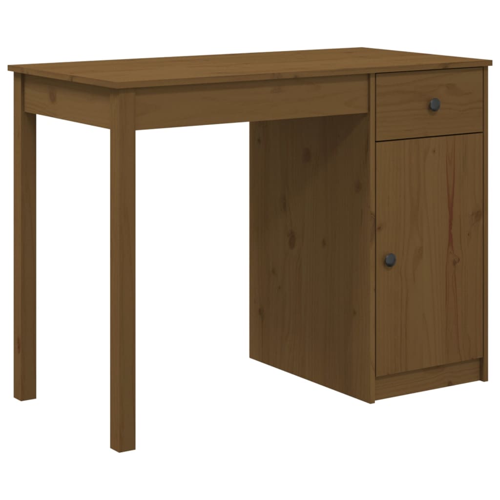 Desk honey brown 100x50x75 cm solid pine wood