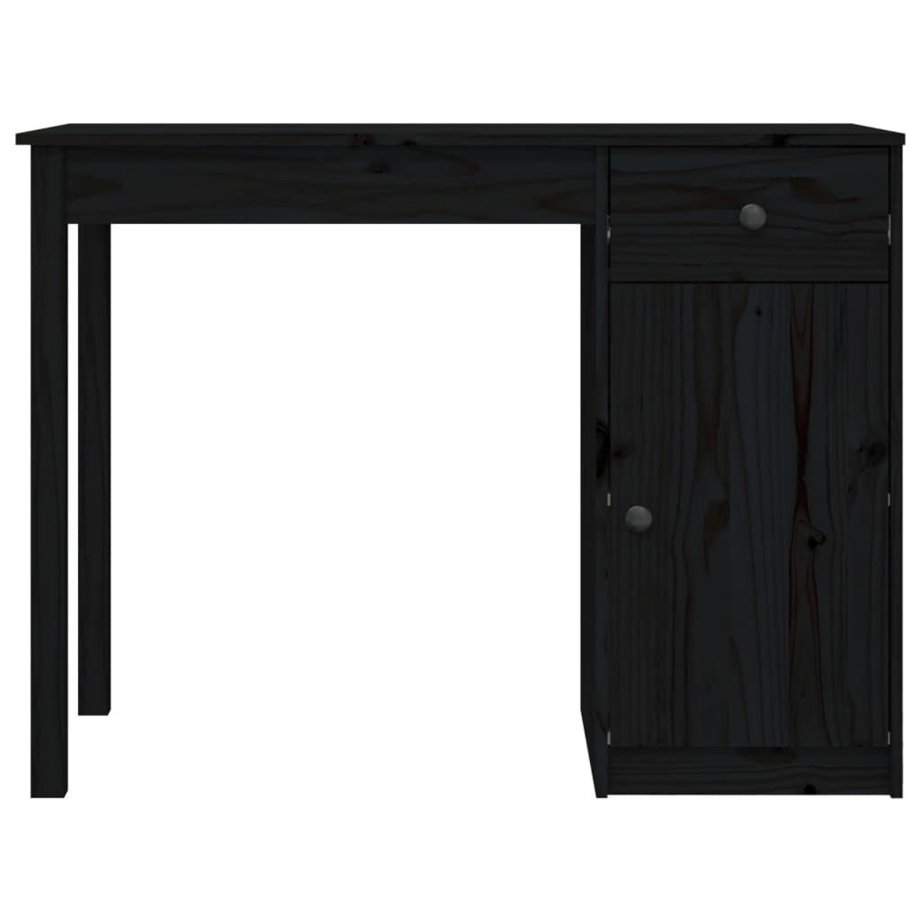 Desk black 100x50x75 cm solid pine wood