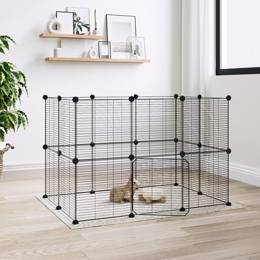 20 pcs. Pet Cage with Door Black 35x35 cm Steel