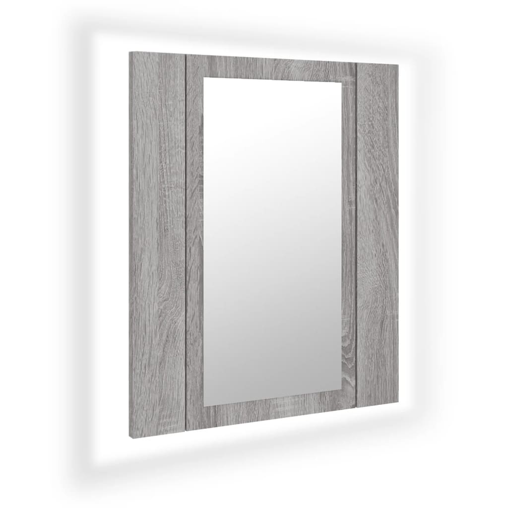 LED mirror cabinet gray Sonoma 40x12x45 cm made of wood