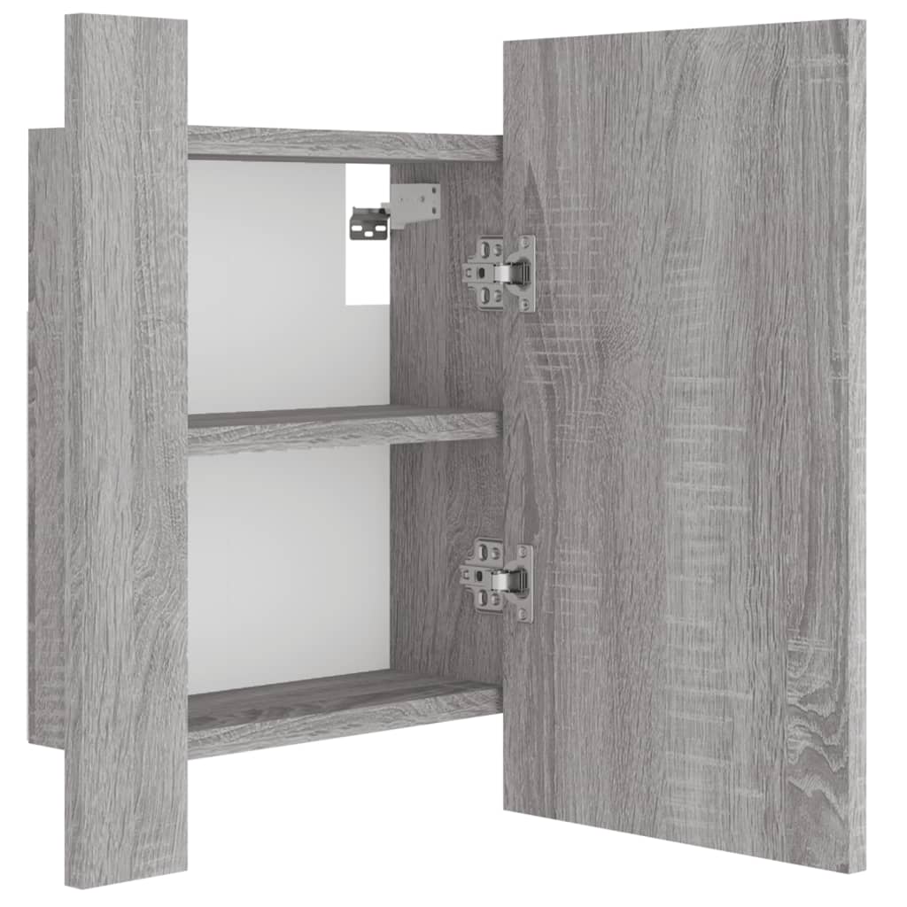 LED mirror cabinet gray Sonoma 40x12x45 cm made of wood