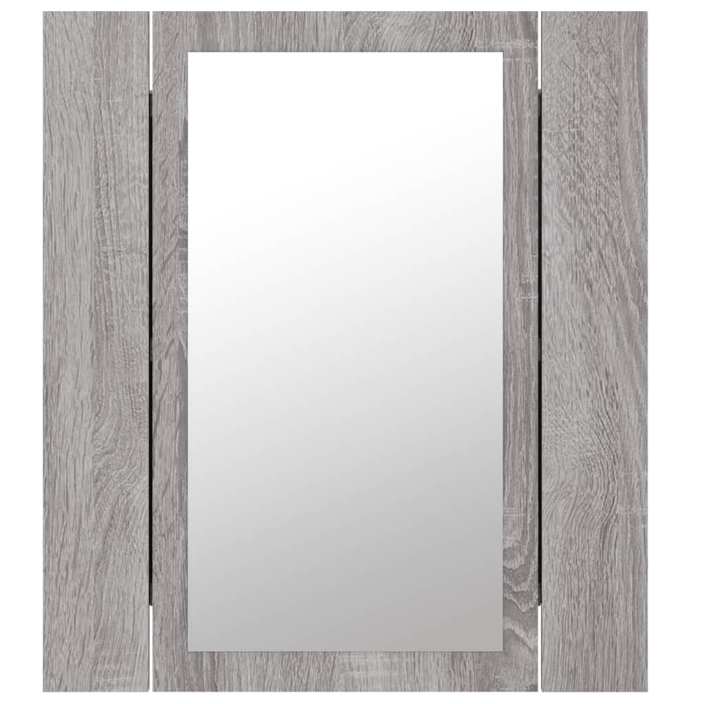 LED mirror cabinet gray Sonoma 40x12x45 cm made of wood