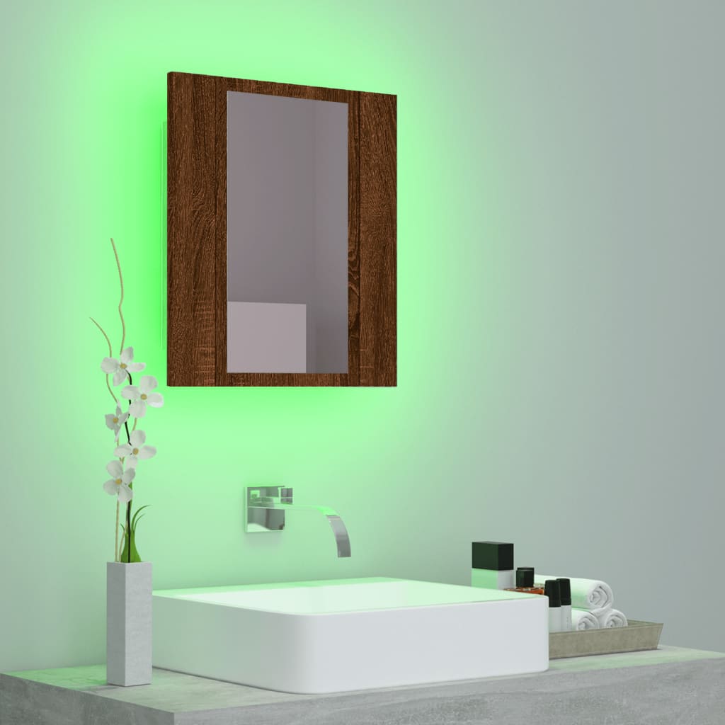 LED-Spiegelschrank Braun Eichen-Optik 40x12x45 cm Holzwerkstoff