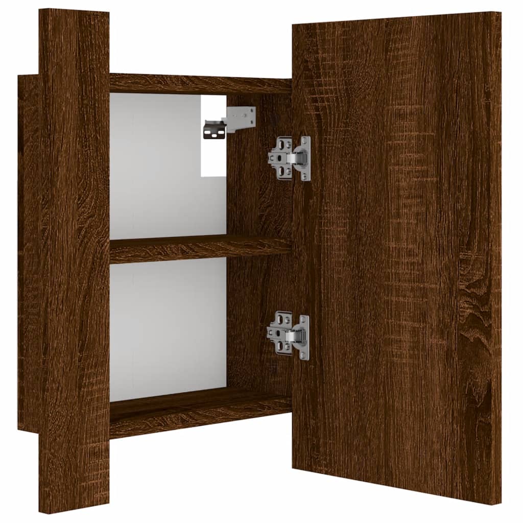 LED mirror cabinet brown oak look 40x12x45 cm wood material
