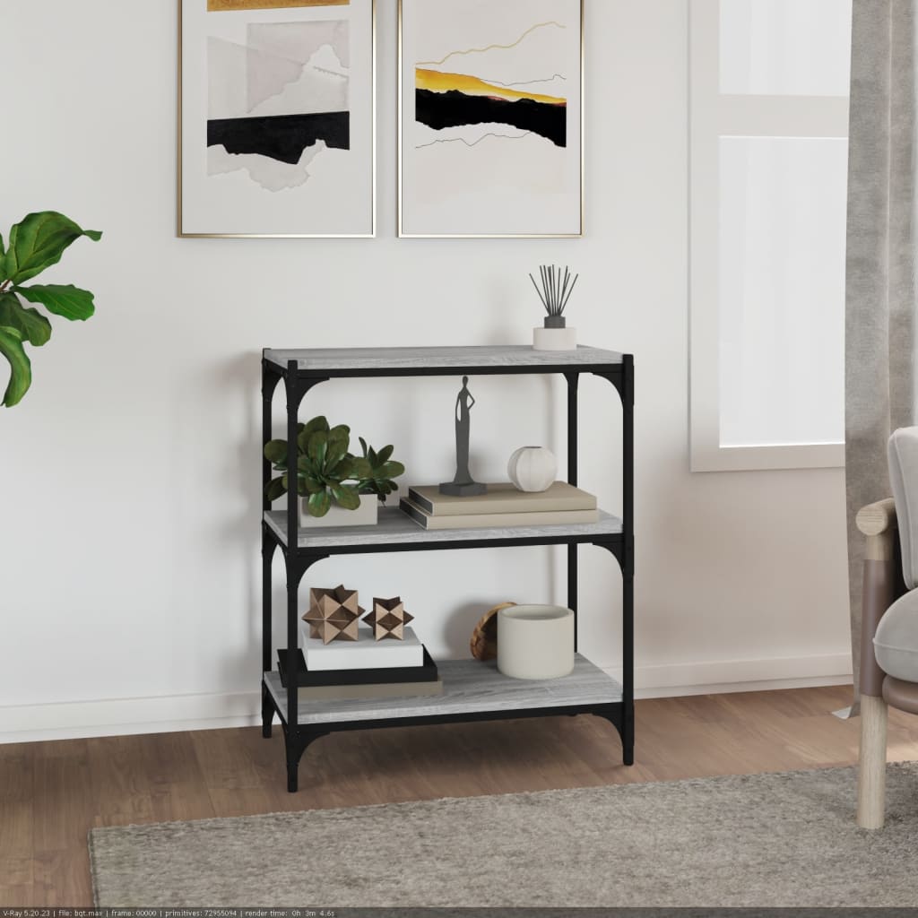 Bookcase Gray Sonoma 60x33x70.5 cm made of wood and steel