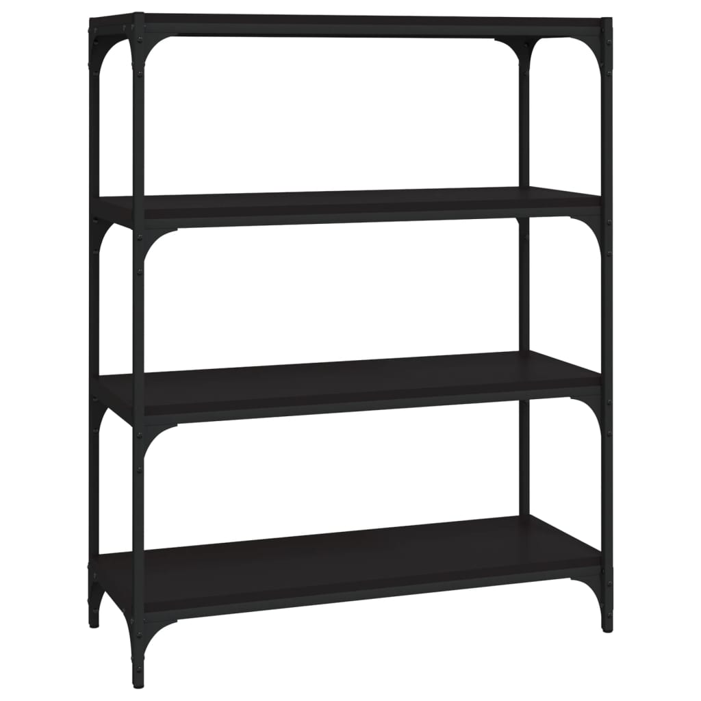 Black bookcase 80x33x100 cm made of wood and steel