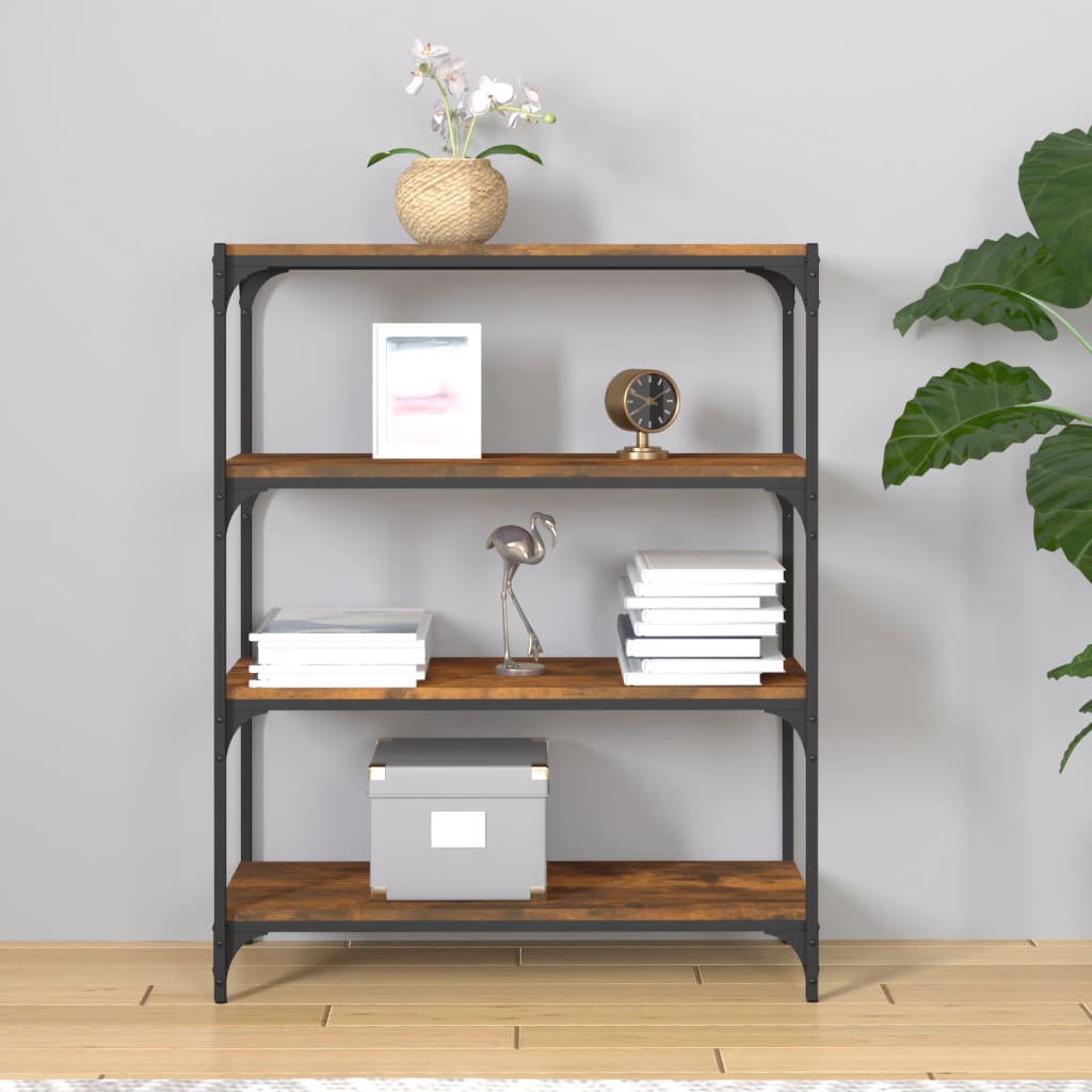 Bookcase smoked oak 80x33x100 cm made of wood and steel