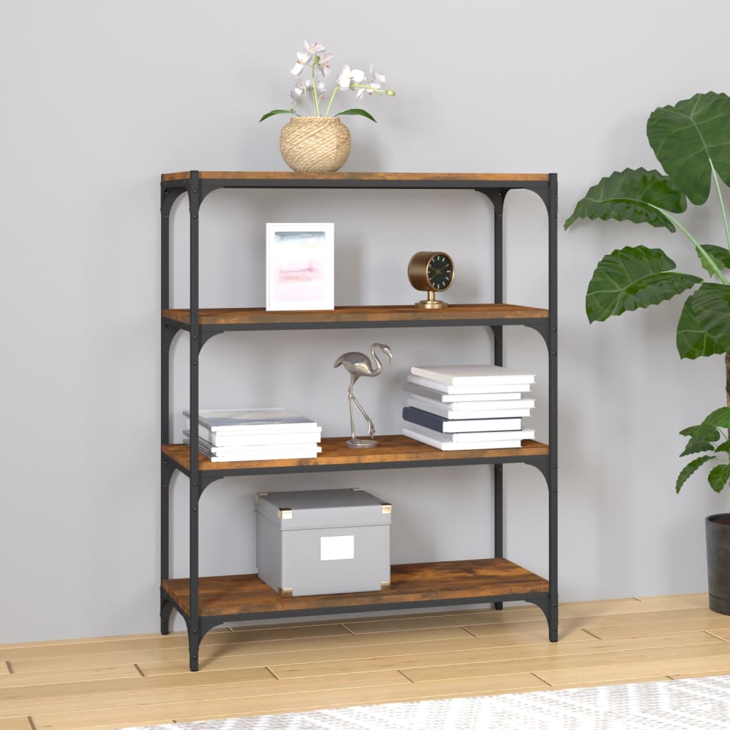Bookcase smoked oak 80x33x100 cm made of wood and steel