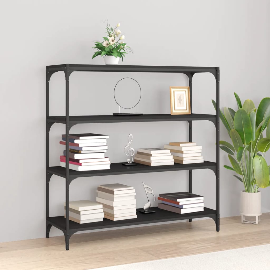 Bookcase black 100x33x100 cm made of wood and steel