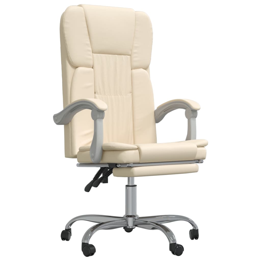 Office chair with reclining function cream faux leather