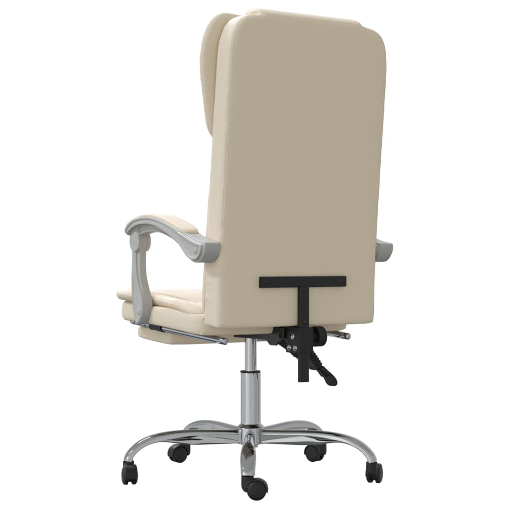 Office chair with reclining function cream faux leather