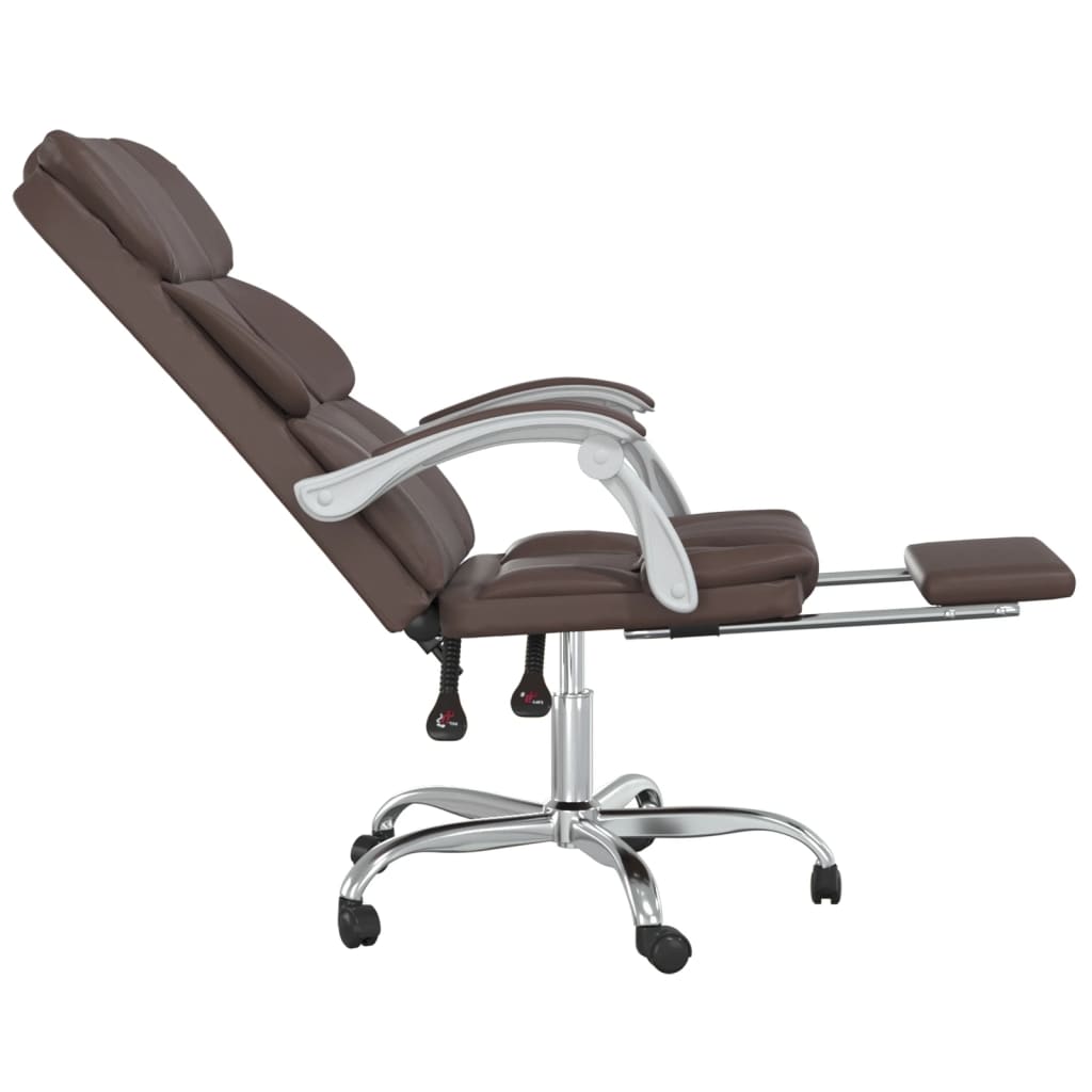 Office chair with reclining function brown faux leather