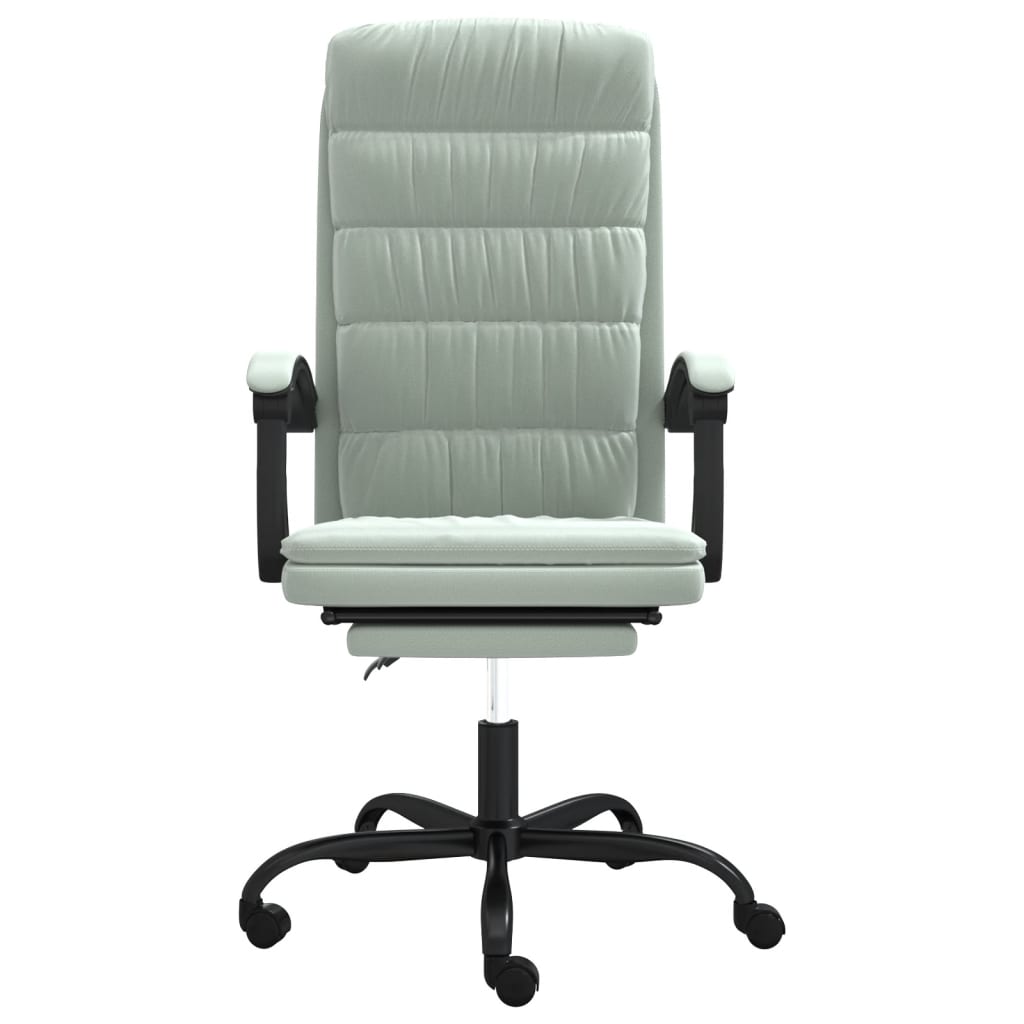 Office chair with reclining function, light gray velvet